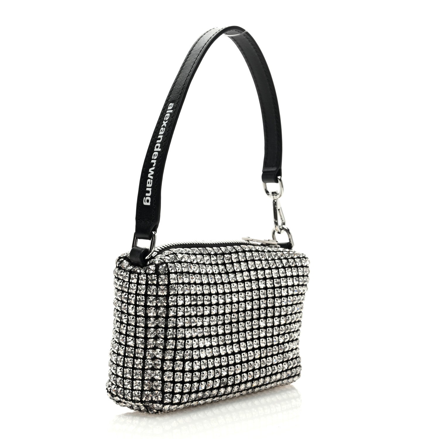 Alexander Wang Mesh Crystal Rhinestone Mini Heiress Pouch Black Silver 3 of 8
