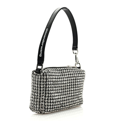 Alexander Wang Mesh Crystal Rhinestone Mini Heiress Pouch Black Silver 3 of 8