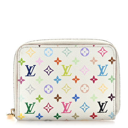 Louis Vuitton Monogram Multicolor Zippy Coin Purse Wallet White Litchi 1 of 7