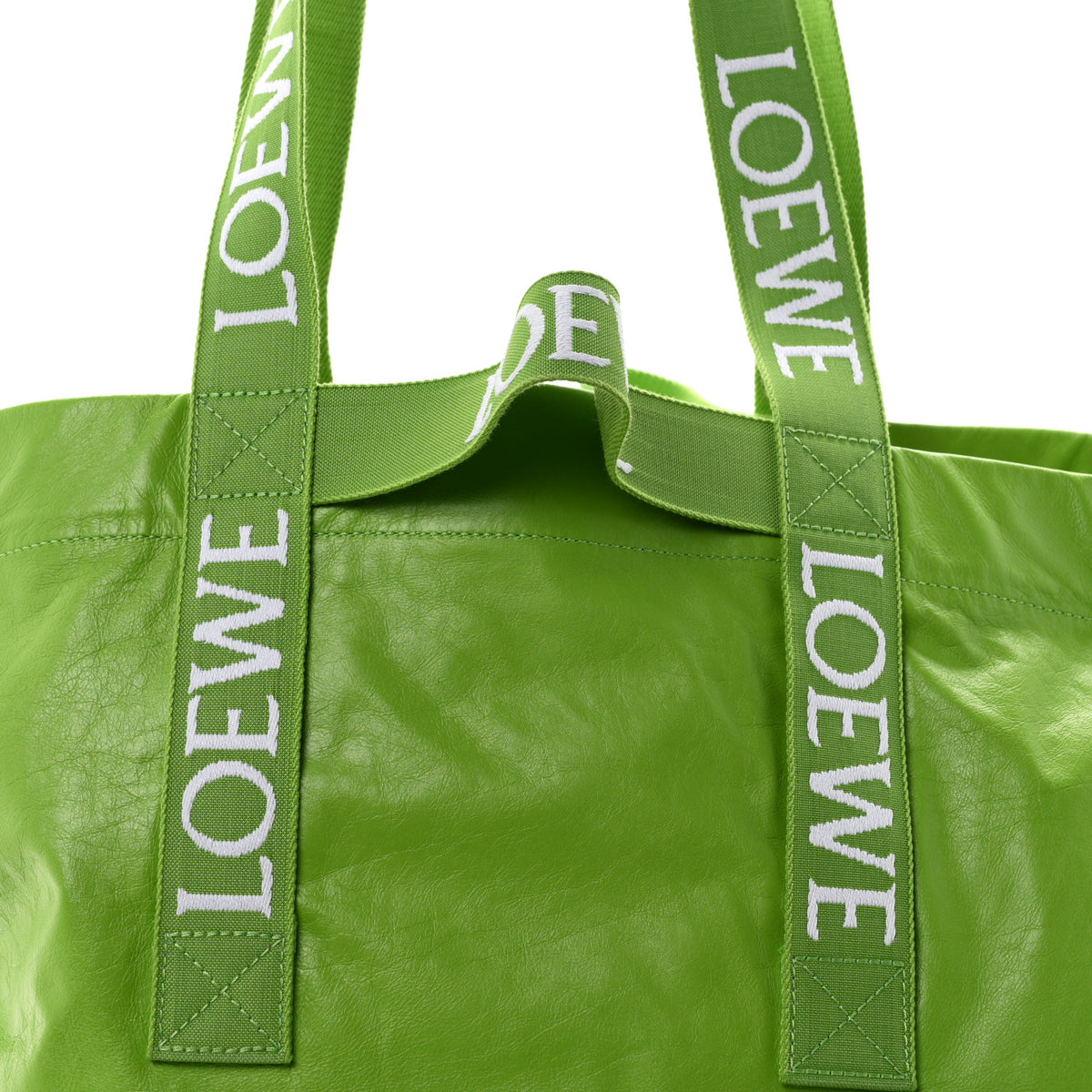 Paper Calfskin Fold Shopper Tote Bright Apple