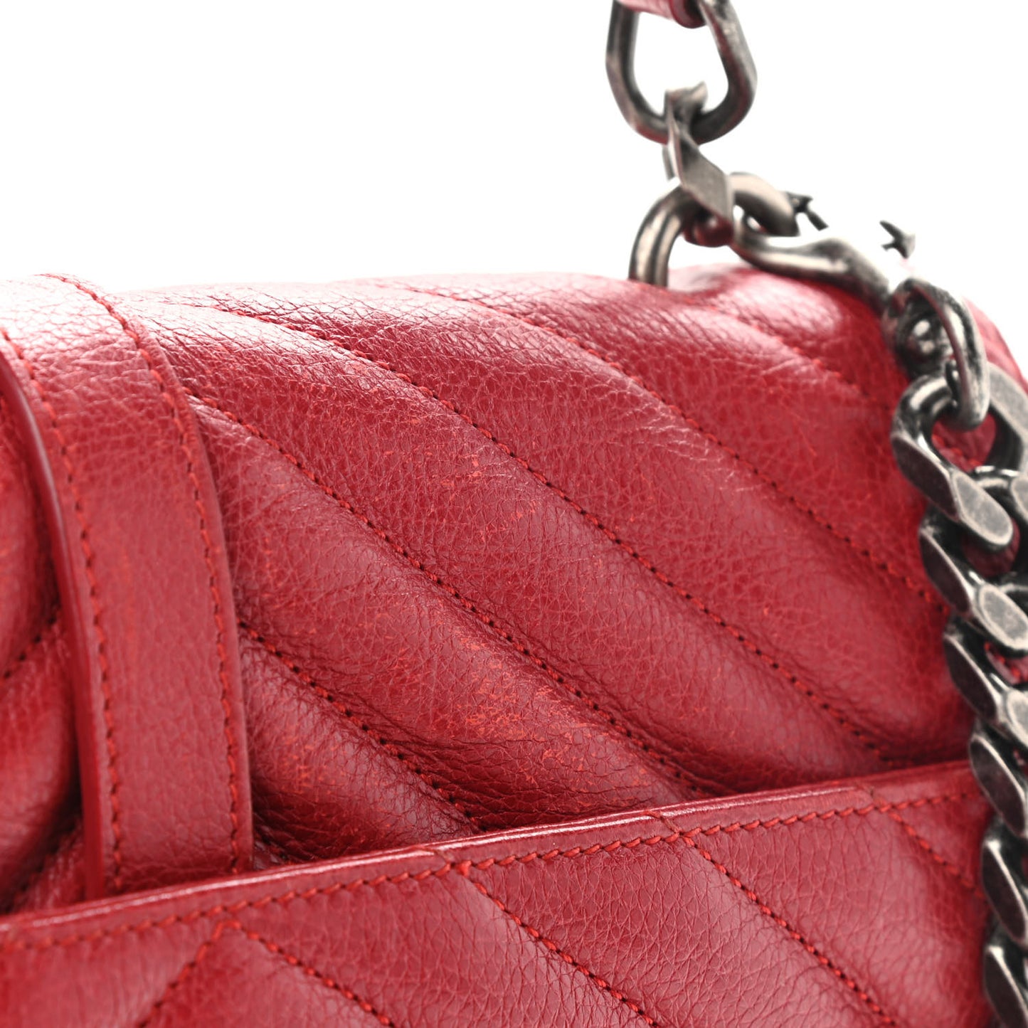 Sheepskin Matelasse Chevron Monogram Medium College Bag Rouge