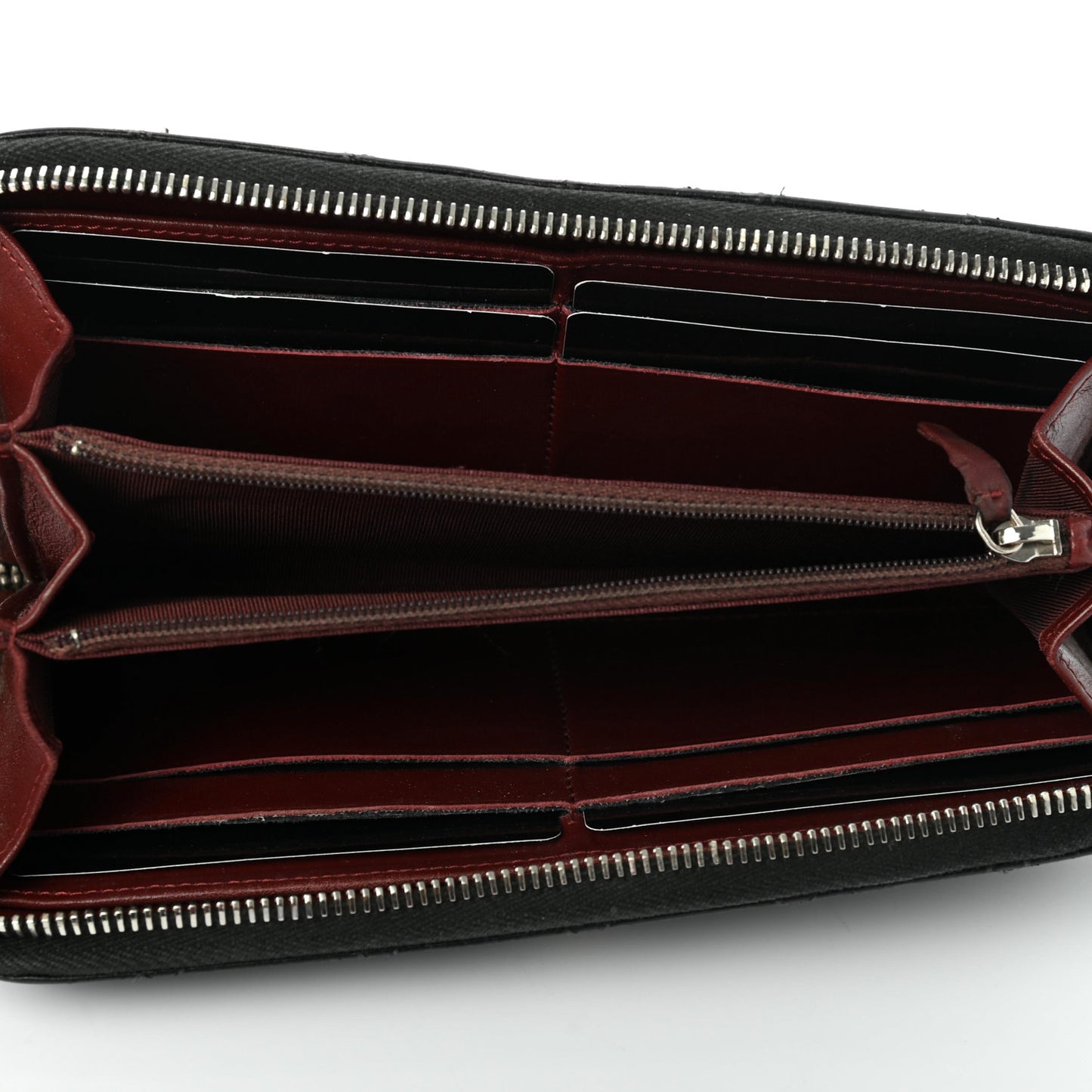 Caviar Quilted Large Gusset Zip Around Wallet Black