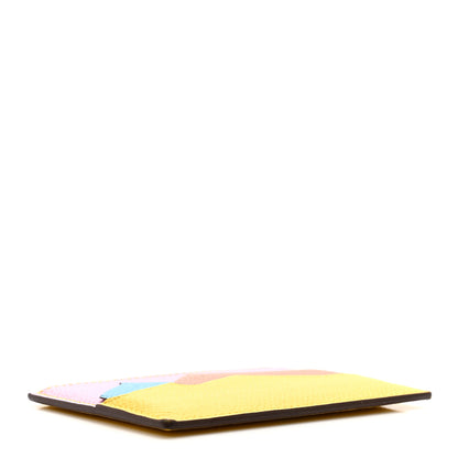 Hermes Epsom Les Petits Chevaux Card Holder Jaune De Naples Mauve Sylvestre Gold Bleu Du Nord 4 of 9