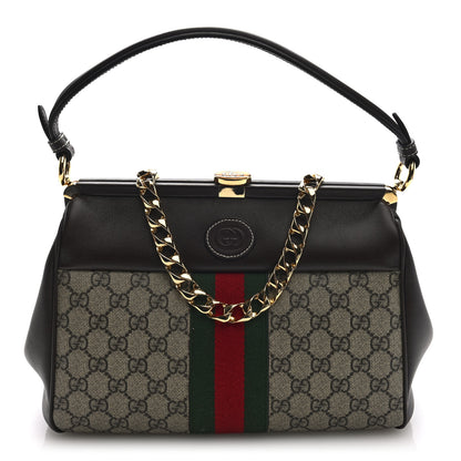Gucci GG Supreme Monogram Koi Calfskin Web Virgo Tote Beige Ebony Chocolate 1 of 9