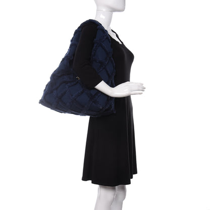 Chanel Cotton Canvas Large CC Embrace Hobo Navy 2 of 10