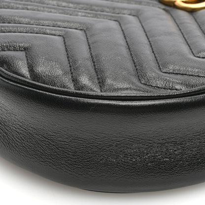 Gucci Azalea Calfskin Matelasse Heart Mini GG Marmont Round Shoulder Bag Black 9 of 9