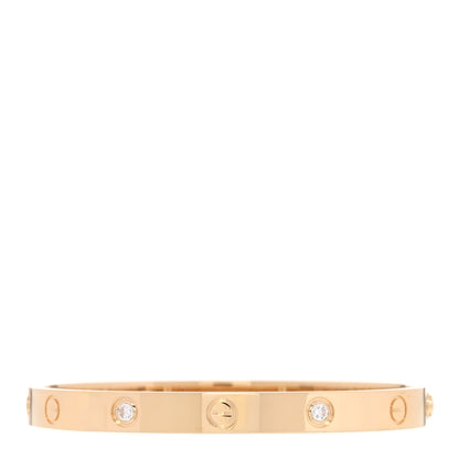 Cartier 18K Yellow Gold 4 Diamond LOVE Bracelet 17 2 of 5
