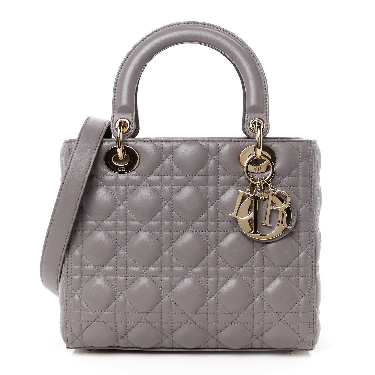 Lambskin Cannage Medium Lady Dior Grey