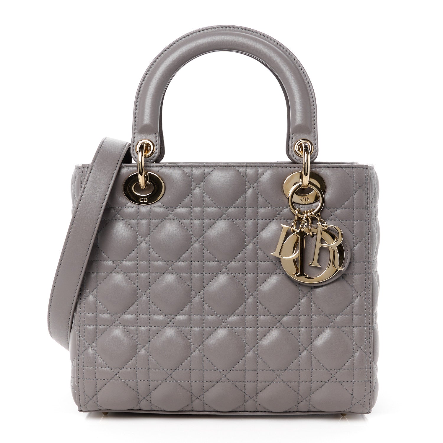 Christian Dior Lambskin Cannage Medium Lady Dior Grey 1 of 10