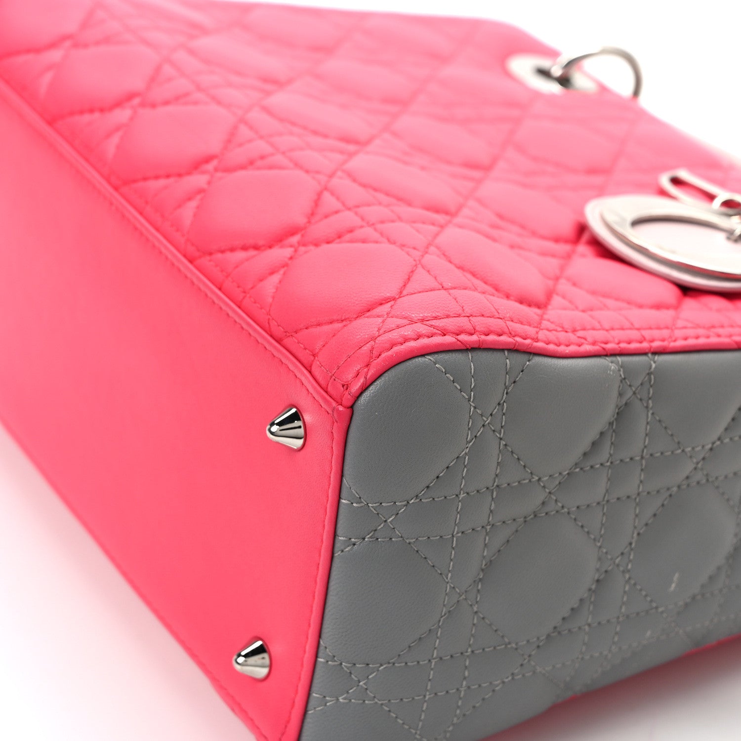 Christian Dior Lambskin Cannage Medium Tri-Color Lady Dior Fuchsia 12 of 13