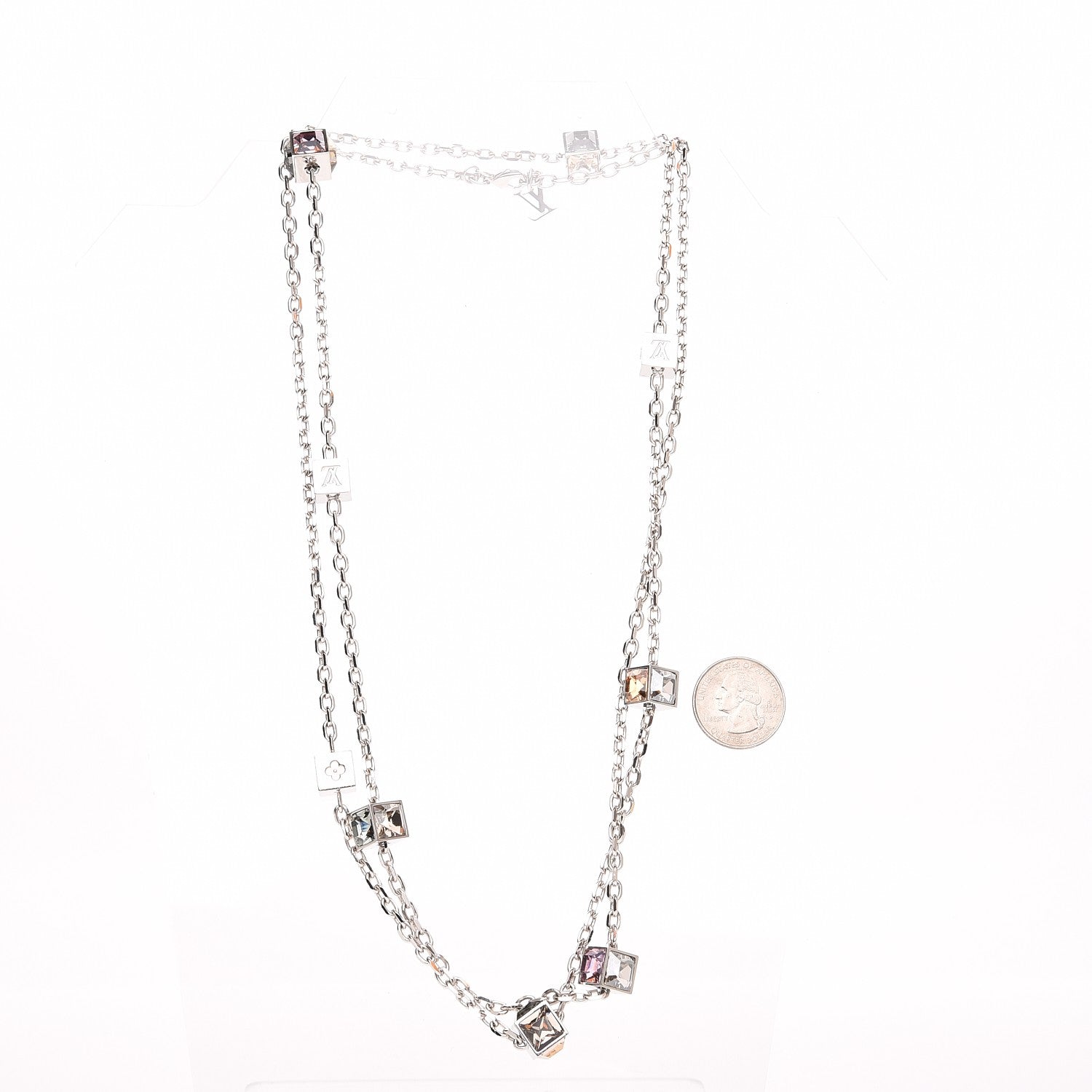 Louis Vuitton Swarovski Gamble Long Necklace Silver 4 of 6