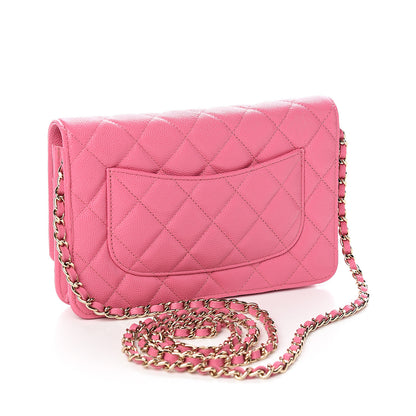 Chanel Caviar Quilted Wallet on Chain WOC Pink 2 of 11
