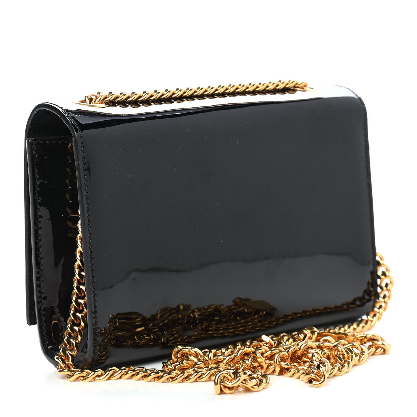 Patent Small Classic Monogram Kate Tassel Satchel Black
