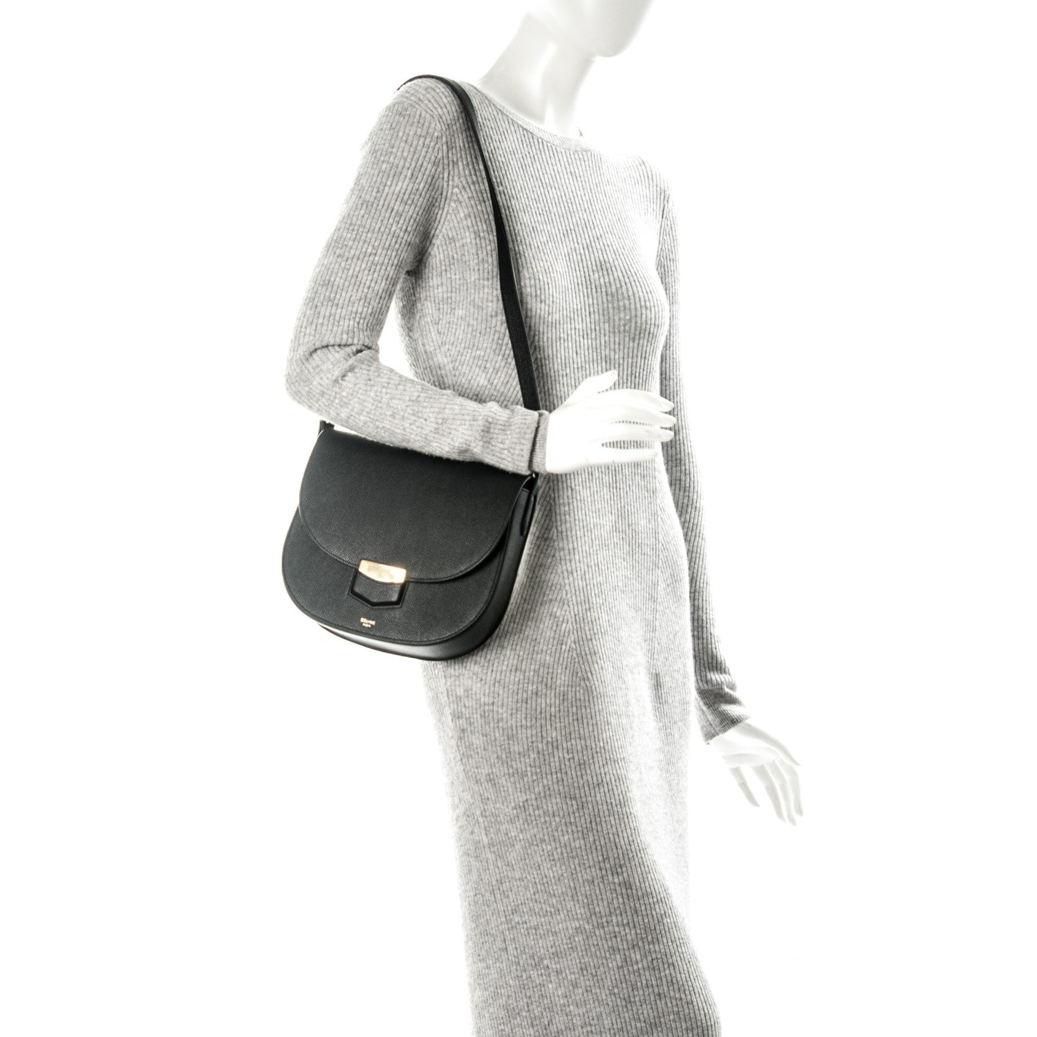Celine Grained Calfskin Compact Trotteur Black 2 of 6