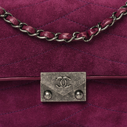 Chanel Suede Lambskin Scallop Quilted Medium Pagoda Flap Purple 8 of 12
