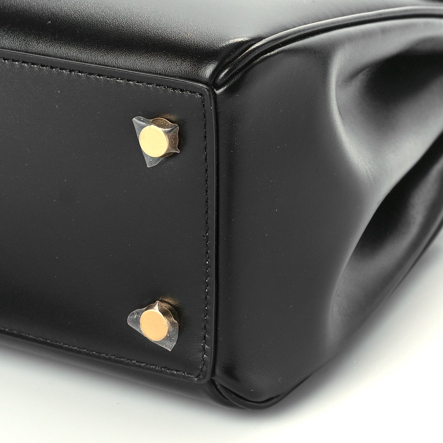 Satinated Calfskin Small 16 Top Handle Bag Black