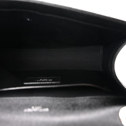 Saint Laurent Grain De Poudre Textured Mixed Matelasse Triquilt Medium Monogram Satchel Black 5 of 9