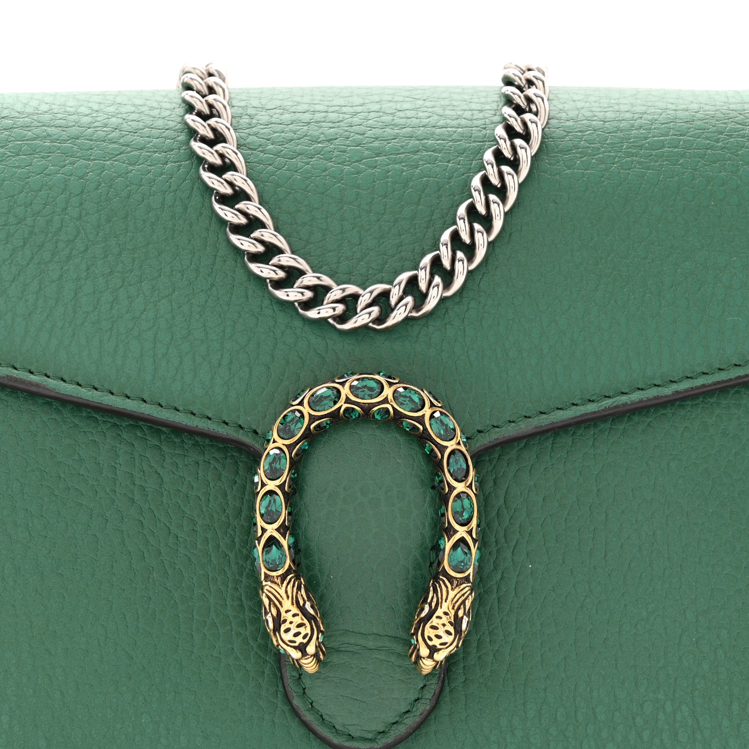 Gucci Calfskin Mini Dionysus Chain Wallet Emerald 10 of 14