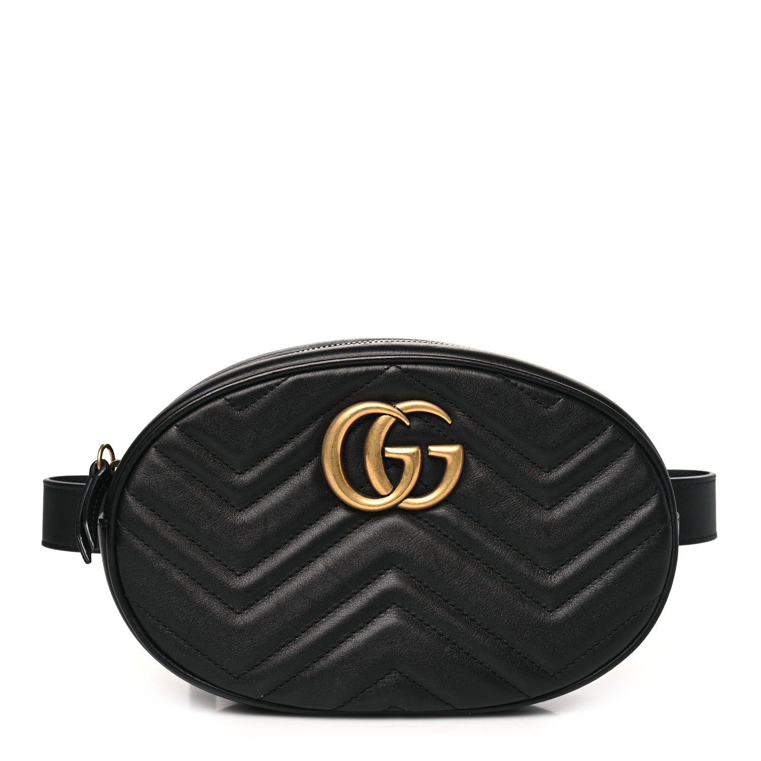 Gucci Calfskin Matelasse GG Marmont Belt Bag 85 34 Black 1 of 11