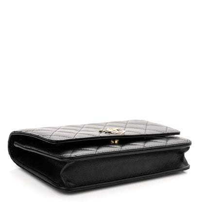 Chanel Caviar Quilted Crystal Enamel CC Wallet On Chain WOC Black 4 of 12