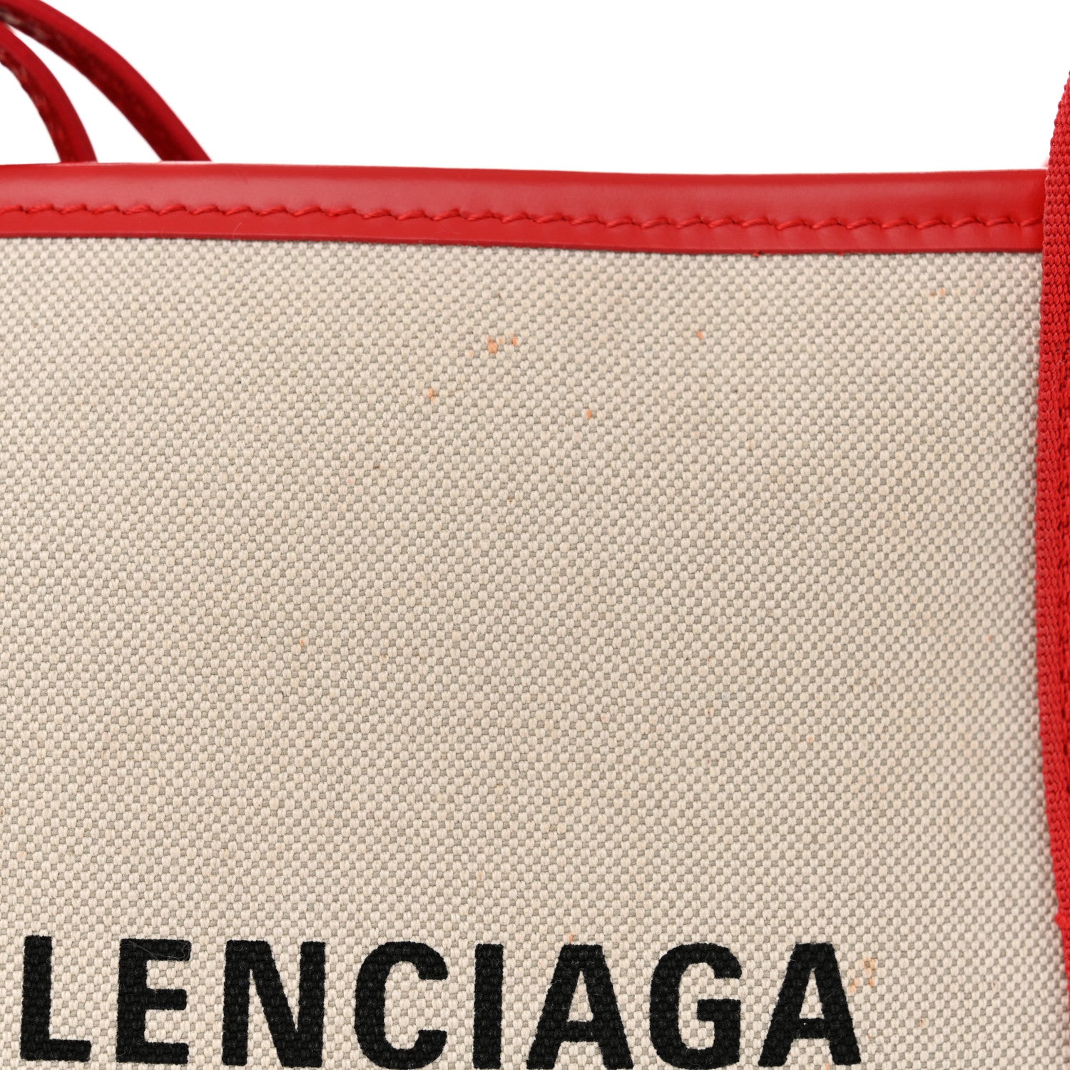 Balenciaga Cotton Canvas Satin Calfskin Navy Cabas XS Natural Red 12 of 14