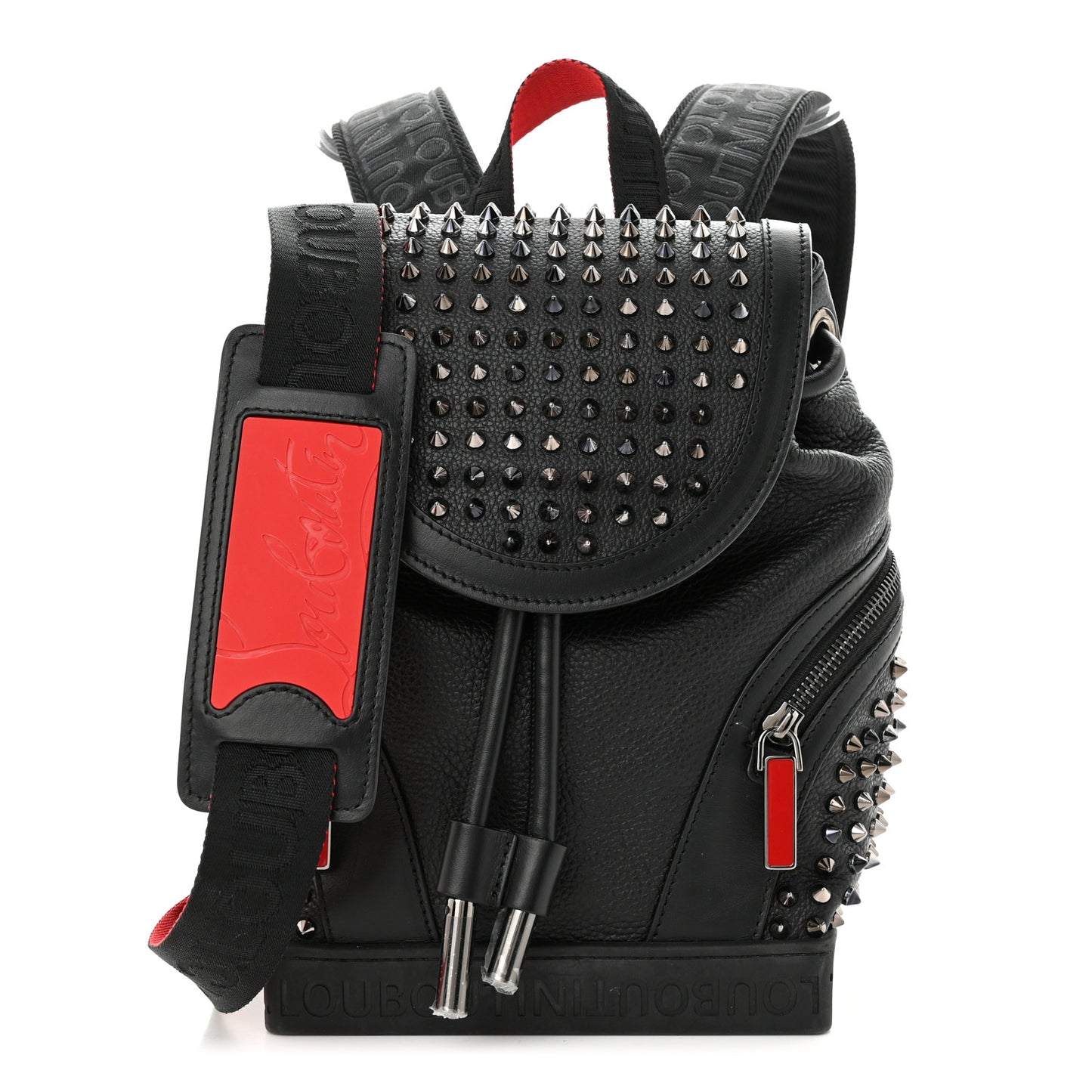 Calfskin Spiked Mini Explorafunk Keyring Bag Black