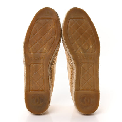 Chanel Laminated Lambskin Grosgrain CC Espadrilles 35 Gold Black 6 of 10