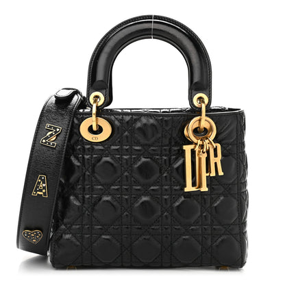 Christian Dior Crinkled Patent Cannage Small Lucky Badges My Lady Dior Black 1 of 11