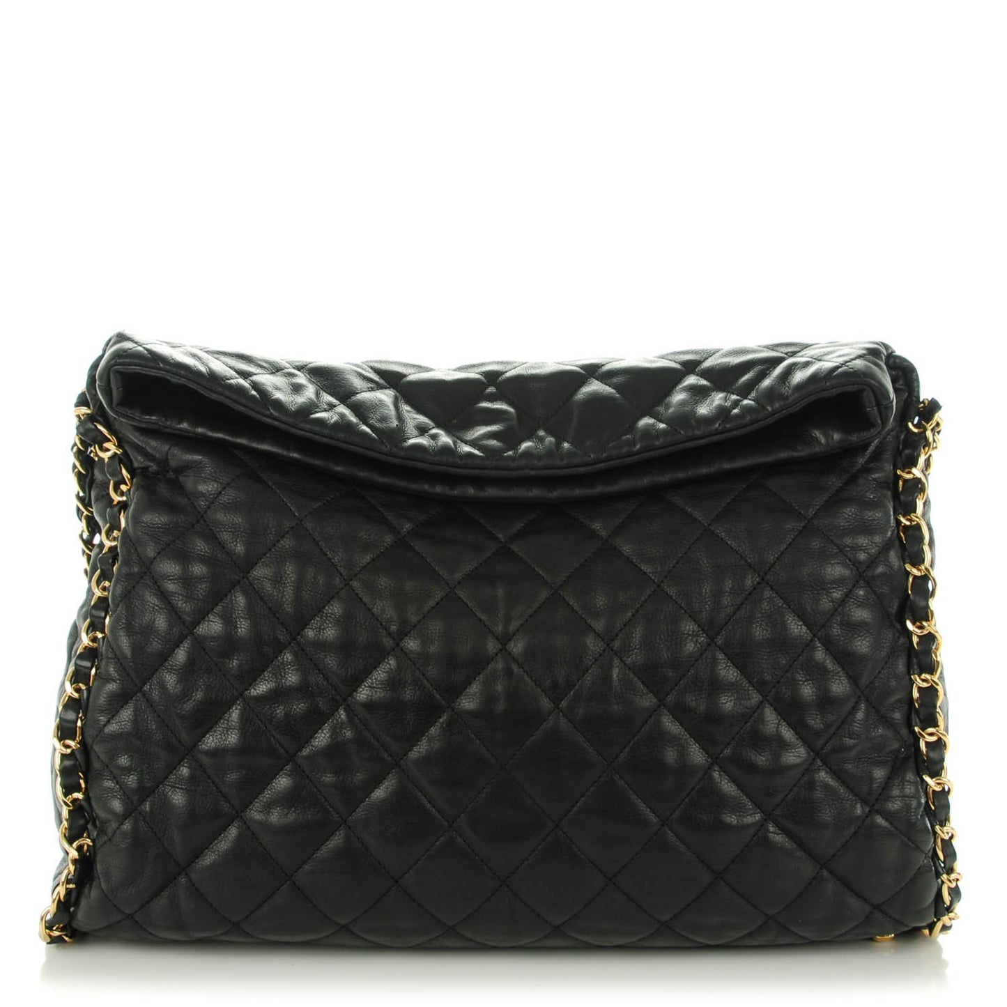 Calfskin Quilted Large Chain Me Hobo Black