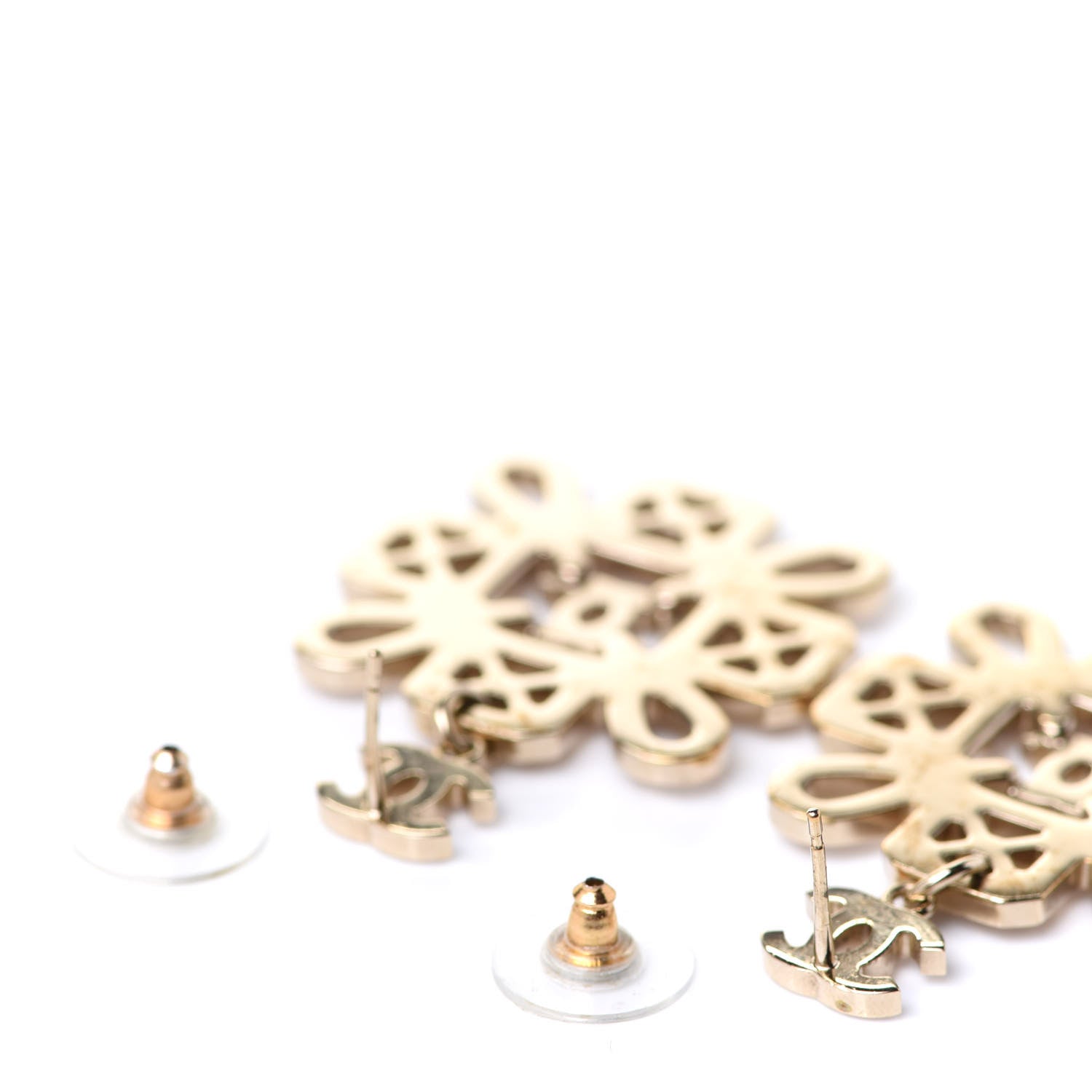 Chanel Crystal Strass Cross CC Earrings Rose Gold Pink 3 of 5