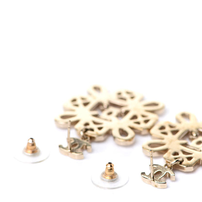 Chanel Crystal Strass Cross CC Earrings Rose Gold Pink 3 of 5