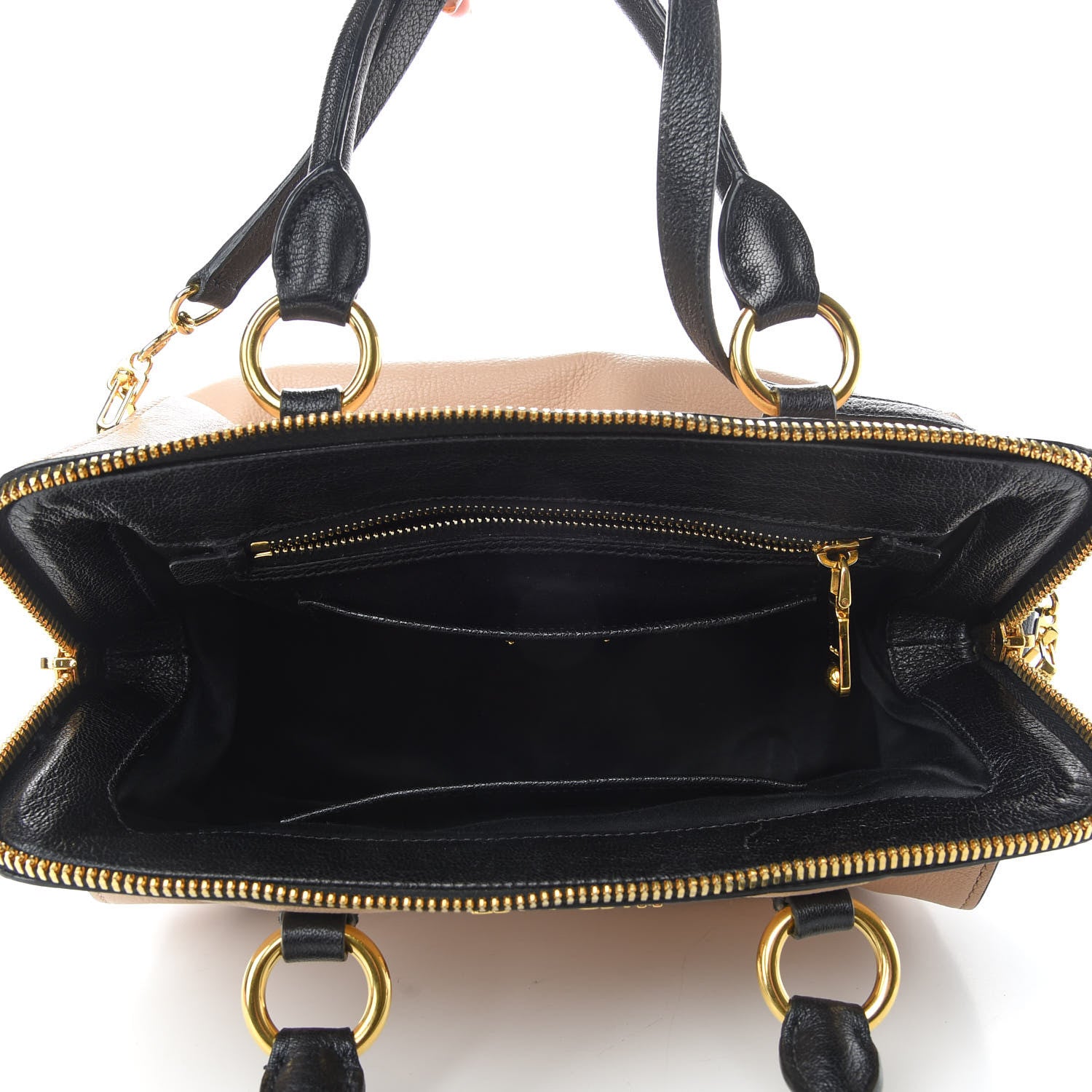 Miu Miu Goatskin Madras Bi-Color Bowling Bag Cipria Black 5 of 8