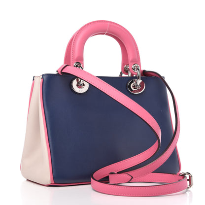 Christian Dior Smooth Calfskin Small Tri-Color Diorissimo Bag Navy Pink 3 of 9