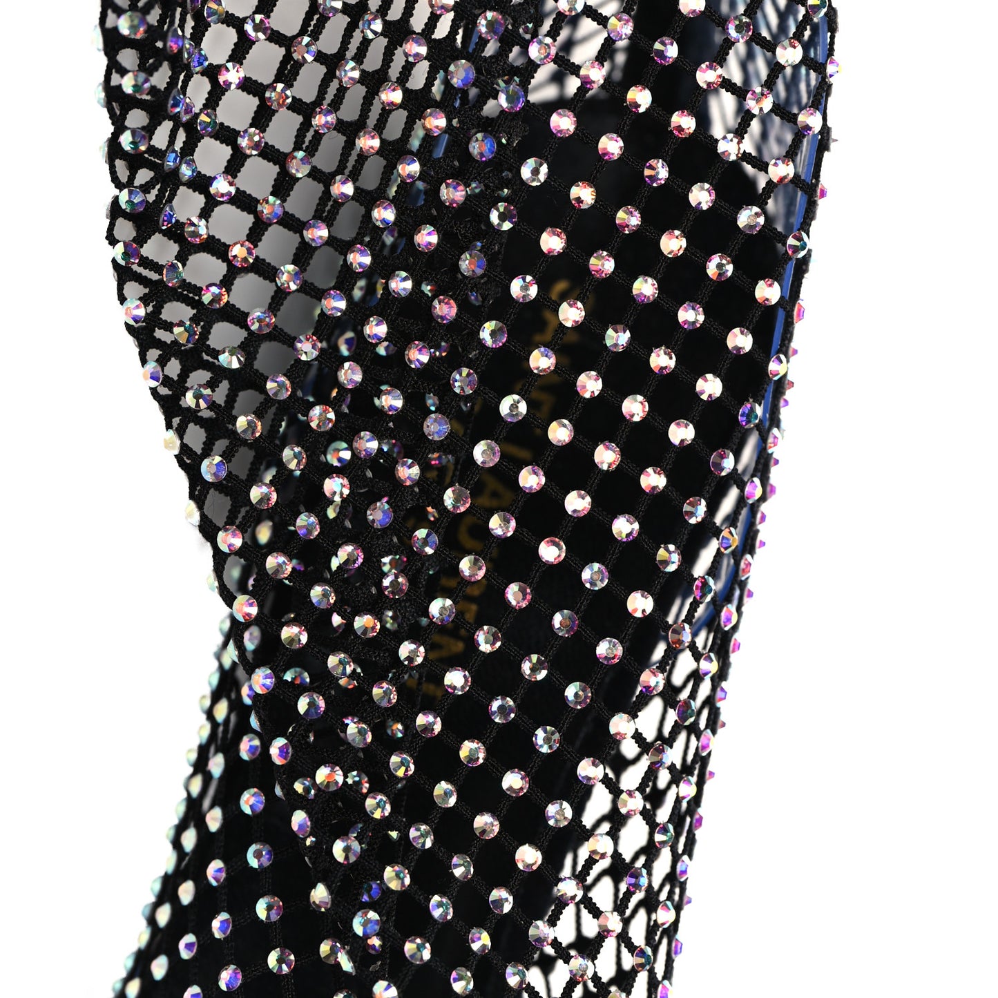 Mesh Crystal 68 Knee High Boots 37.5 Black