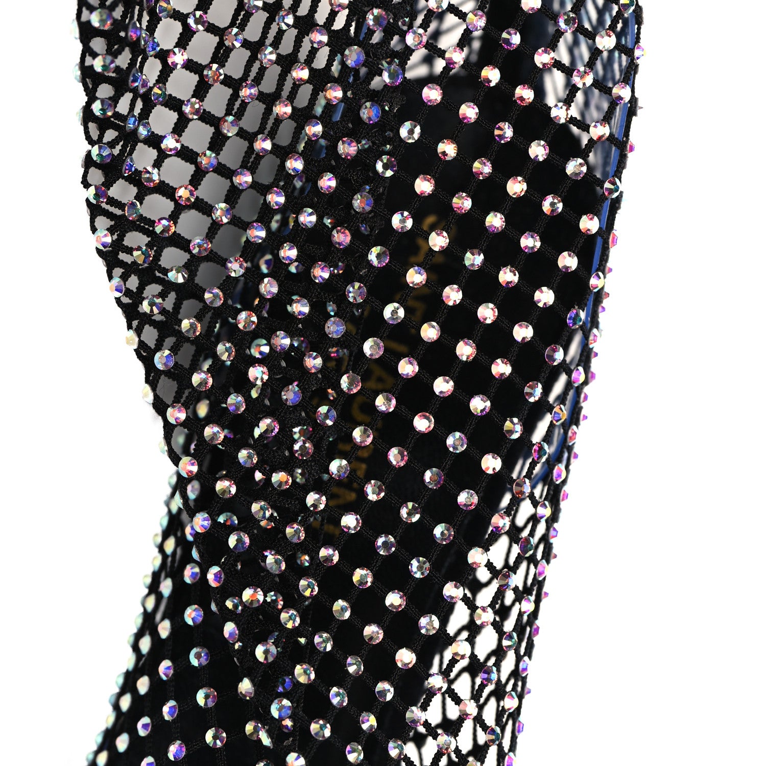 Saint Laurent Mesh Crystal 68 Knee High Boots 37.5 Black 7 of 8