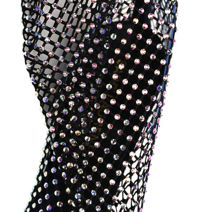 Saint Laurent Mesh Crystal 68 Knee High Boots 37.5 Black 7 of 8