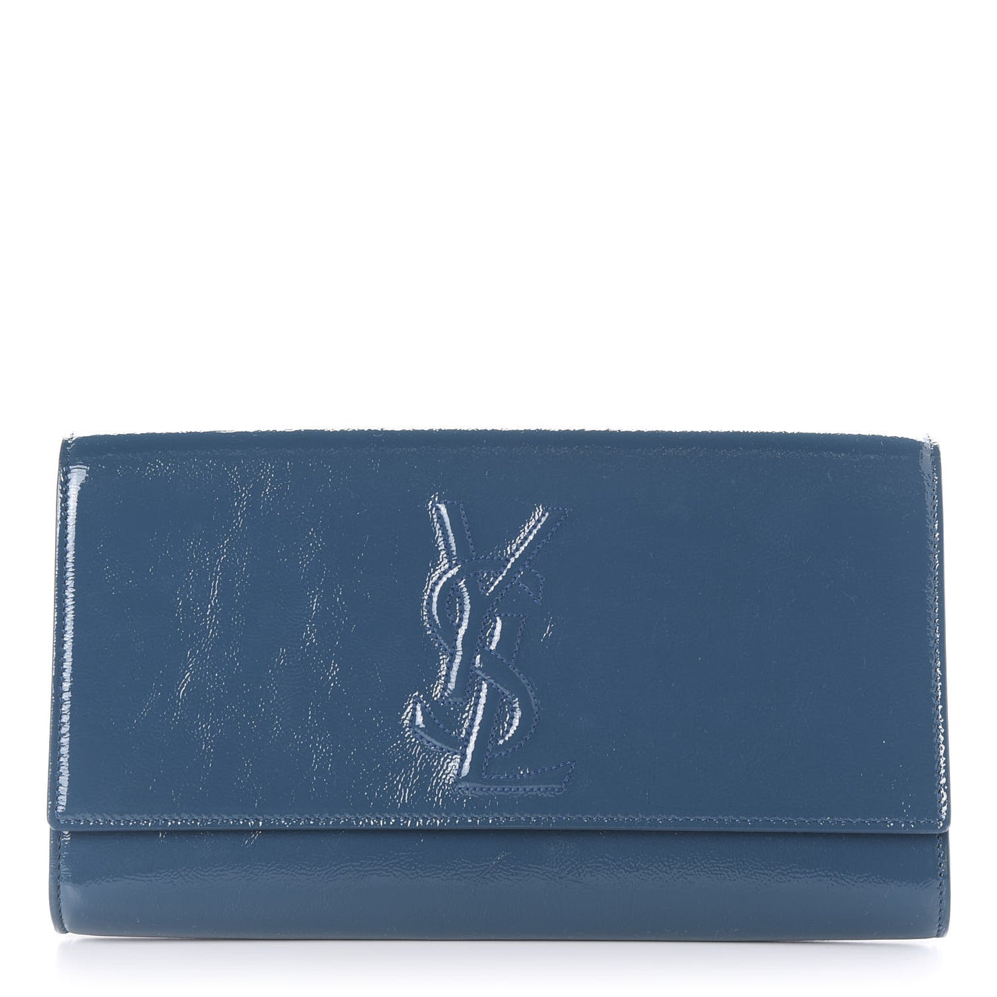 Textured Patent Monogram Large Belle De Jour Clutch Blue