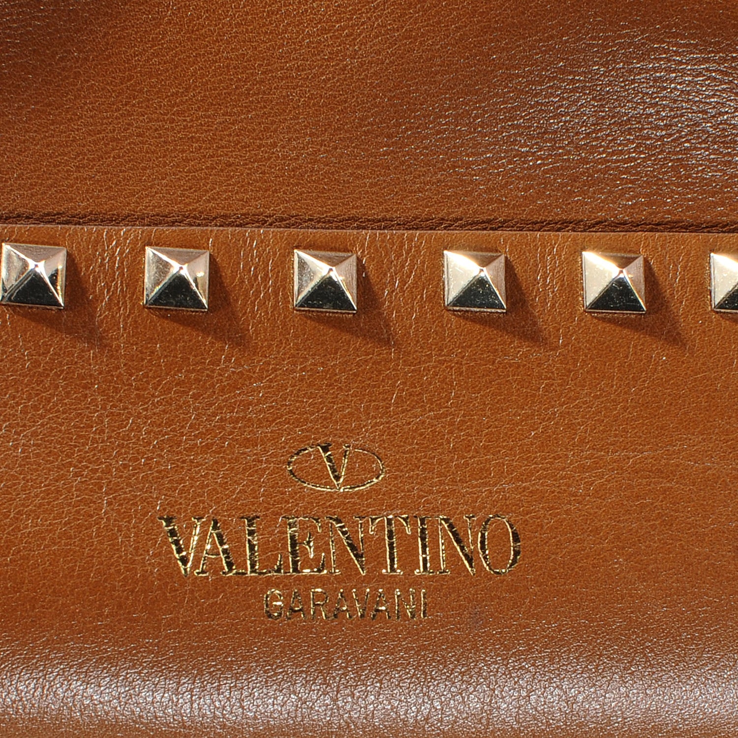 Valentino Garavani Vitello Rockstud All Over New Dome Bucket Tote Cognac 8 of 9