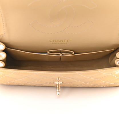 Chanel Patent Quilted Accordion Double Flap Beige 4 of 12