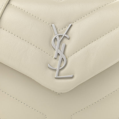 Saint Laurent Calfskin Y Quilted Monogram Toy Loulou Crossbody Bag Ivory 9 of 12