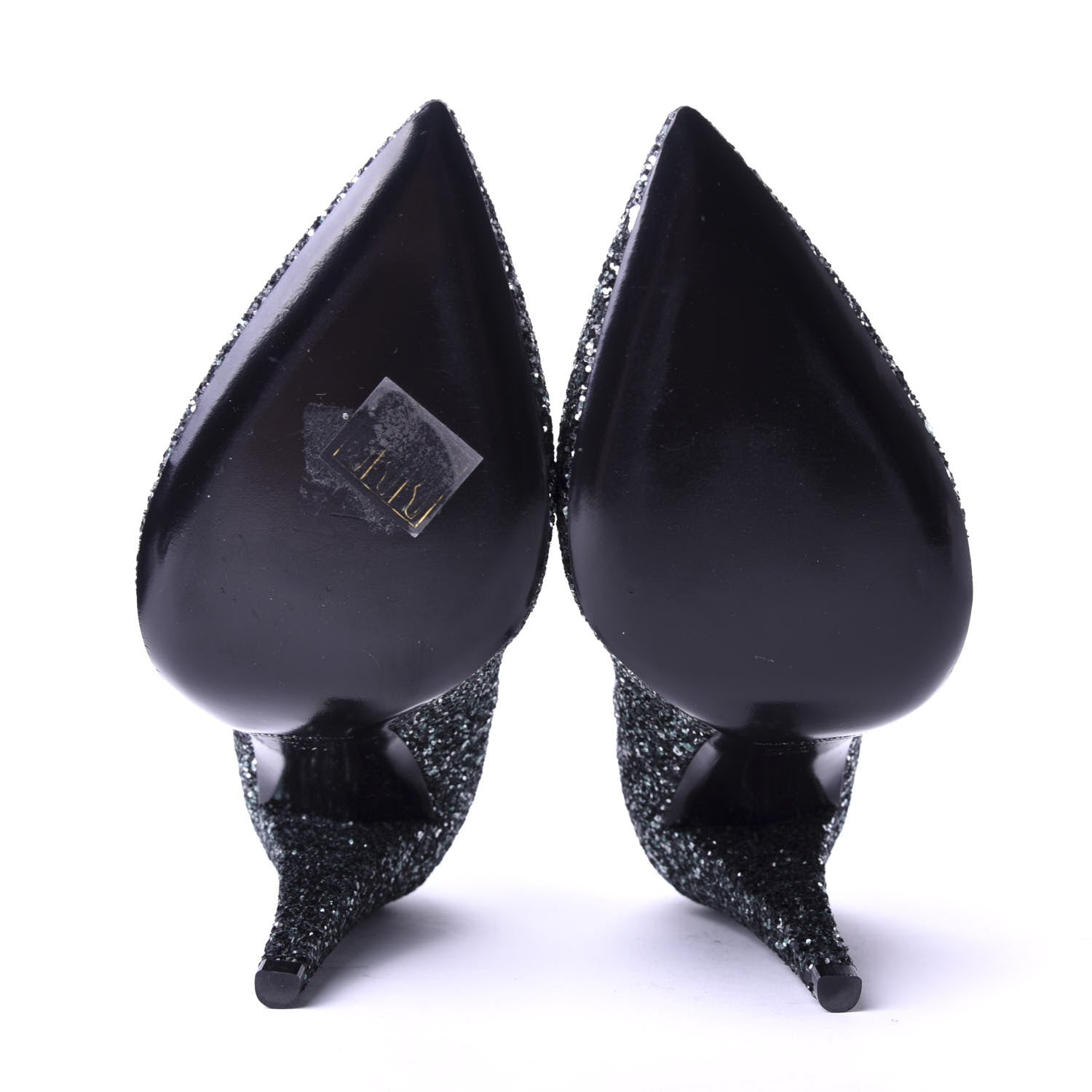 Saint Laurent Calfskin Glitter Era Pump 37.5 Black 5 of 10