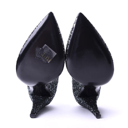 Saint Laurent Calfskin Glitter Era Pump 37.5 Black 5 of 10