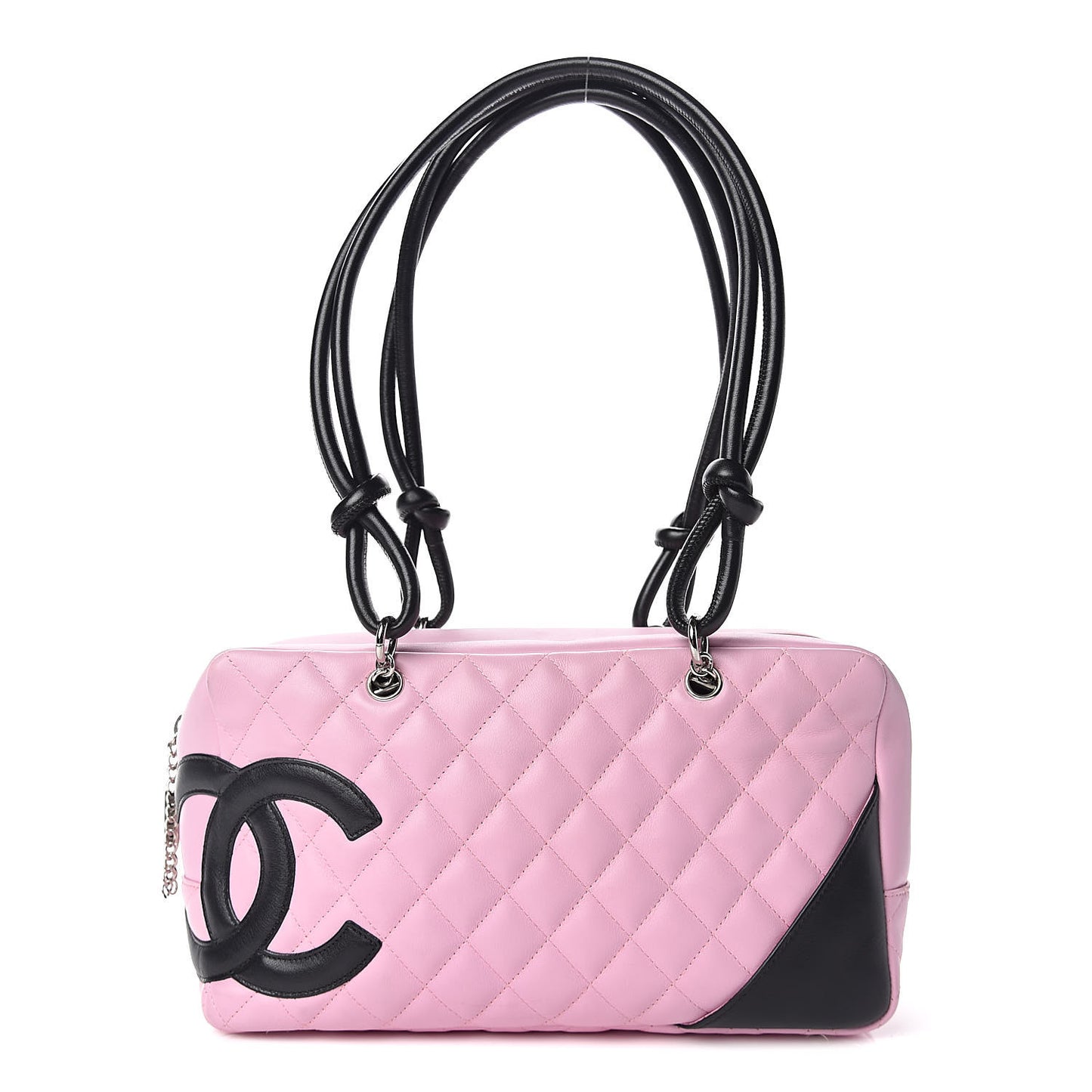Calfskin Quilted Large Cambon Bowler Pink Black