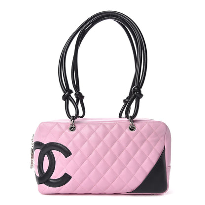 Chanel Calfskin Quilted Large Cambon Bowler Pink Black 1 of 14