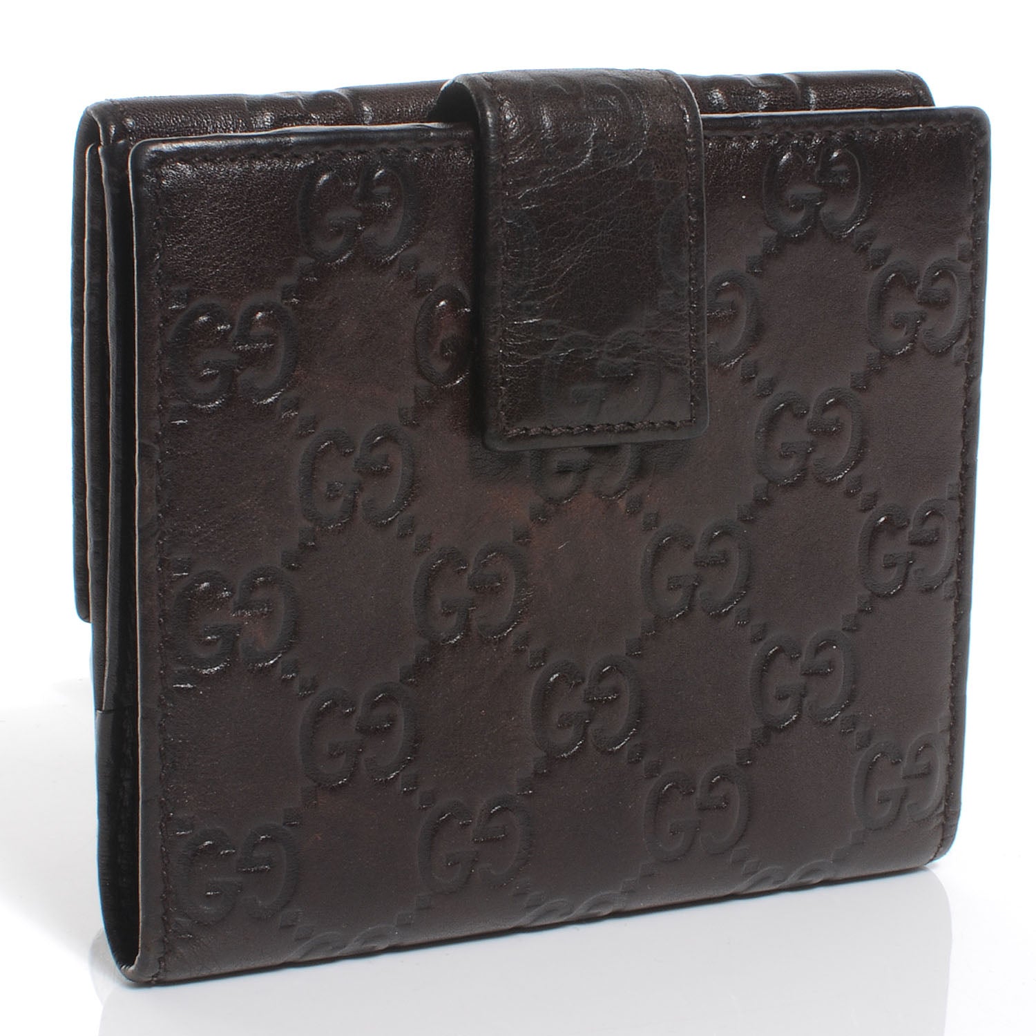 Gucci Guccissima Princy French Flap Wallet Chocolate Brown 3 of 9