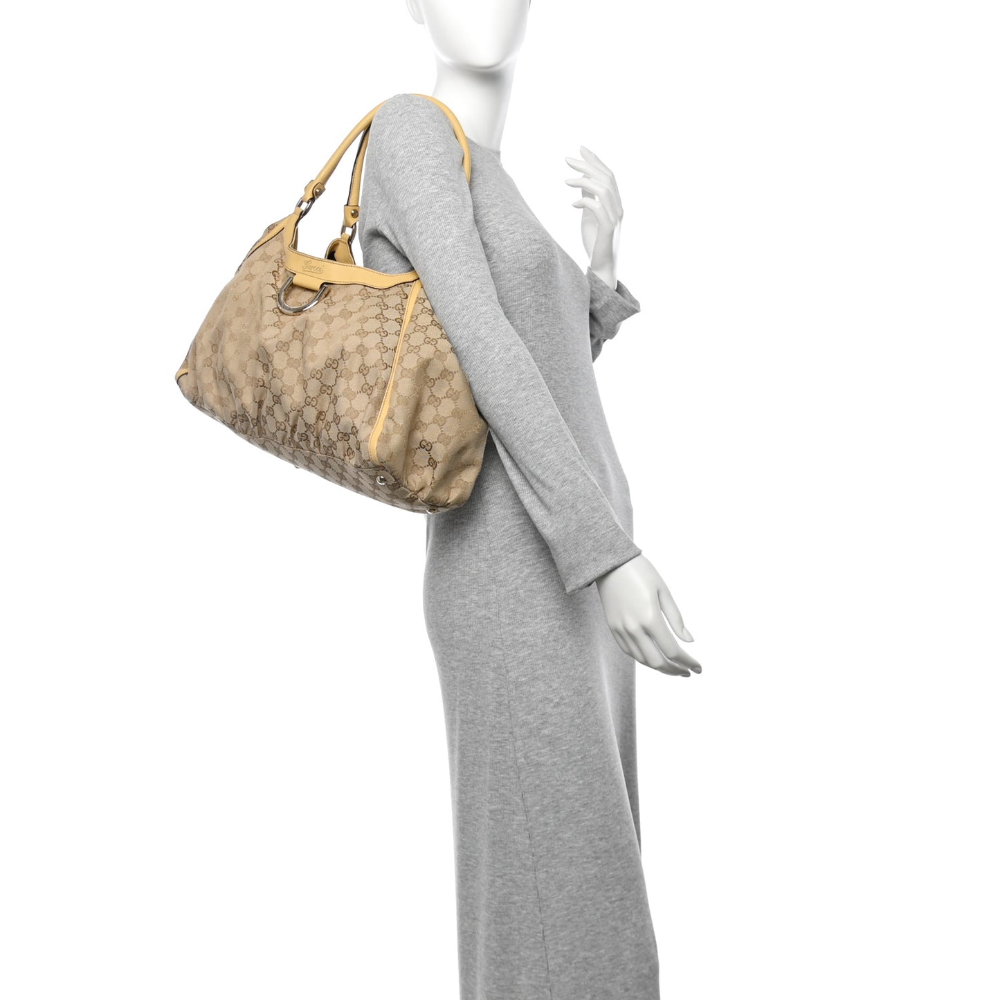 Monogram Large D Gold Hobo Beige