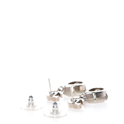 Chanel CC Crystal Teardrop Dangle Earrings Silver 3 of 3