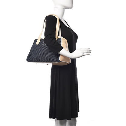 Chanel Patent Jersey Quilted Bowler Navy Blue 2 of 18