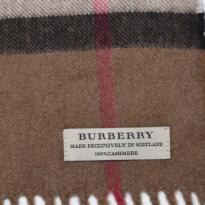 Burberry Cashmere Giant Check Fringe Scarf Brown 4 of 5