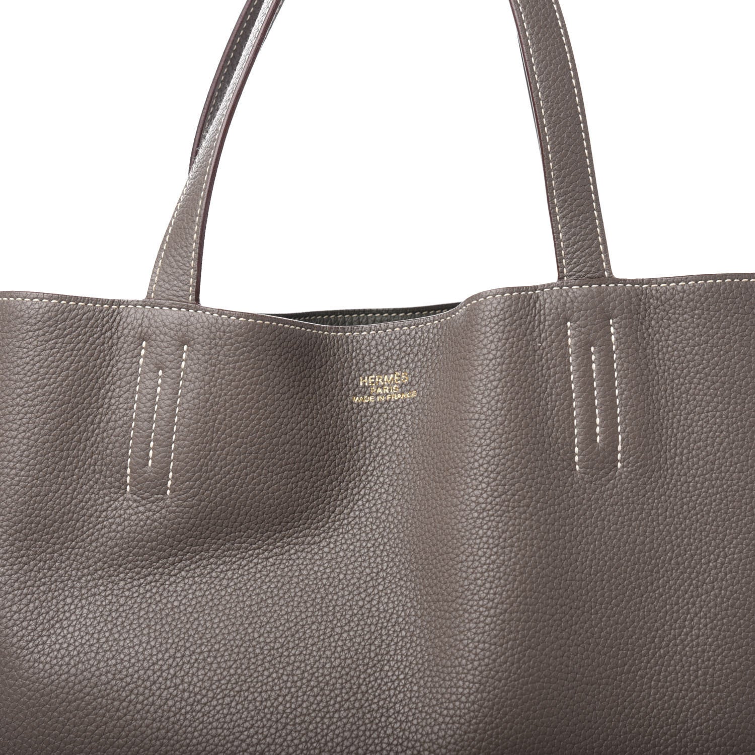 Hermes Taurillon Clemence Double Sens 36 Reversible Tote Etoupe Etain 8 of 16